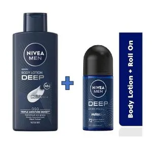 NIVEA MEN Deep Body Lotion 400ml + Deep Roll-on 50ml